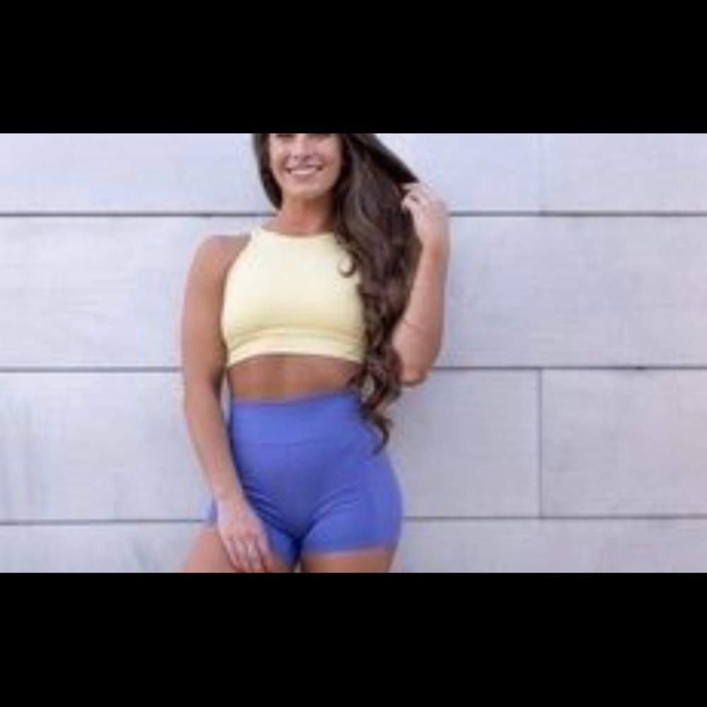 Balance athletica high neck sports bra yellow size small